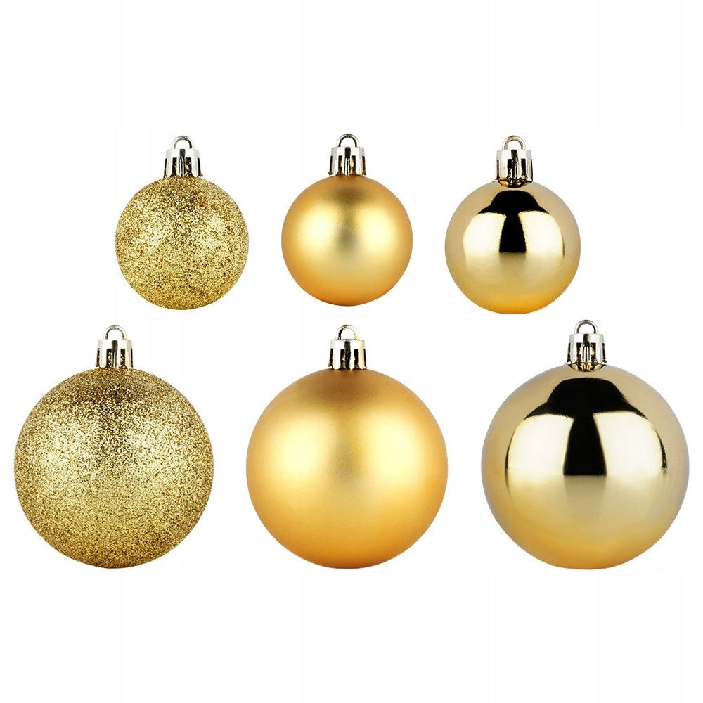 100 vnt. Kalėdinės eglutės papuošalai, nedūžtantys, auksiniai rinkinys