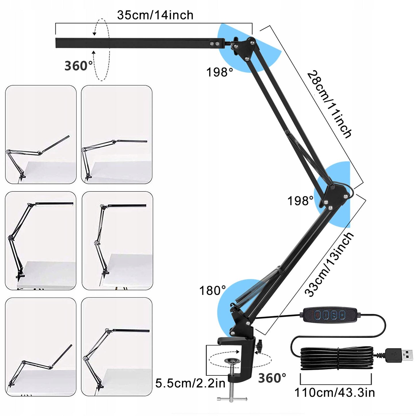 10W LED stalinė lempa prie rašomojo stalo mokyklai naktinė braižymo lempa reguliuojama