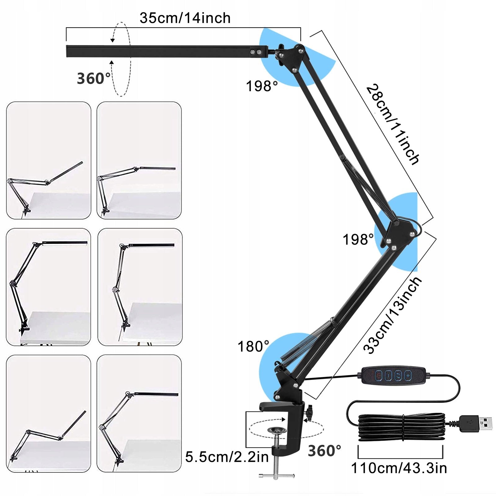 10W LED stalinė lempa prie rašomojo stalo mokyklai naktinė braižymo lempa reguliuojama