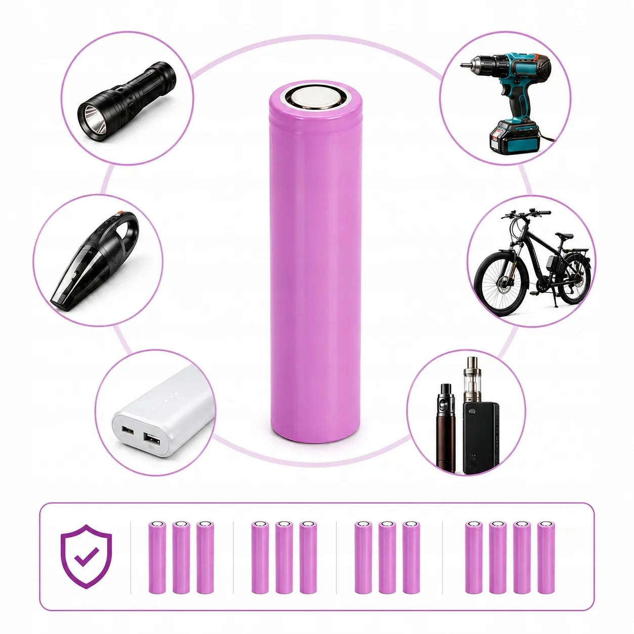 10x INR18650-35E 3500mAh Li-Ion 18650 3,7V akumuliatoriai žibintuvėliams, išoriniams akumuliatoriams ir garintuvams