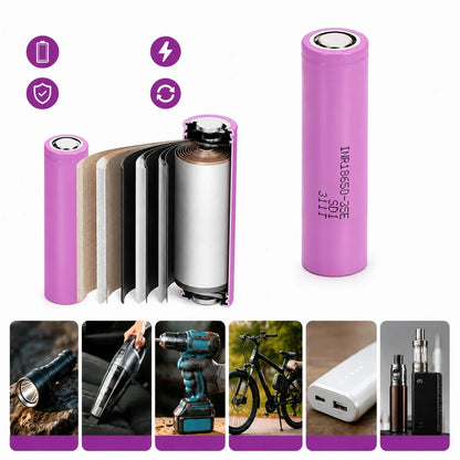 10x INR18650-35E 3500mAh Li-Ion 18650 3,7V akumuliatoriai žibintuvėliams, išoriniams akumuliatoriams ir garintuvams