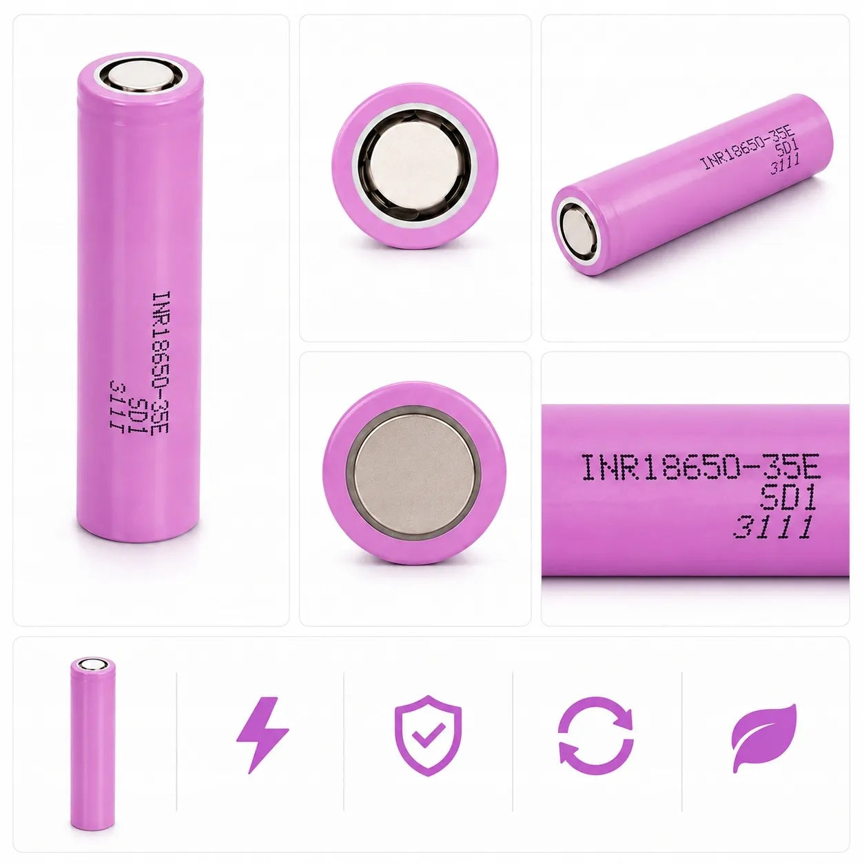 10x INR18650-35E 3500mAh Li-Ion 18650 3,7V akumuliatoriai žibintuvėliams, išoriniams akumuliatoriams ir garintuvams