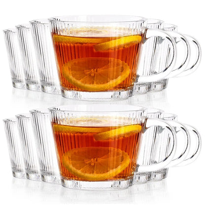 12 vnt. dekoruotos stiklinės kavai, arbatai ir gėrimams, 370 ml rinkinys