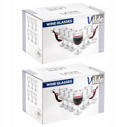 12 vnt. RYŠKŪS stikliniai taurių rinkinys baltam, raudonam vynui, vandeniui ar desertams