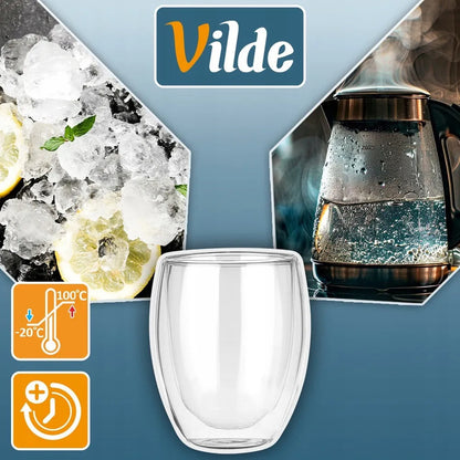 12 vnt. TERMINĖS stiklinės su dvigubomis sienelėmis kavai ir arbatai 250+370 ml
