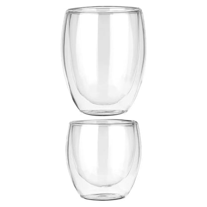 12 vnt. TERMINĖS stiklinės su dvigubomis sienelėmis kavai ir arbatai 250+370 ml