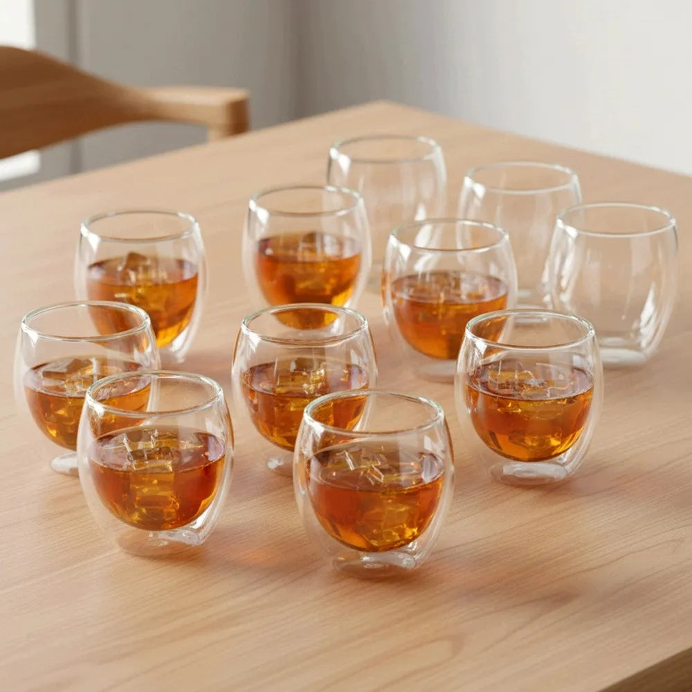 12 vnt. TERMINĖS stiklinės su dvigubomis sienelėmis kavai ir arbatai 250+370 ml