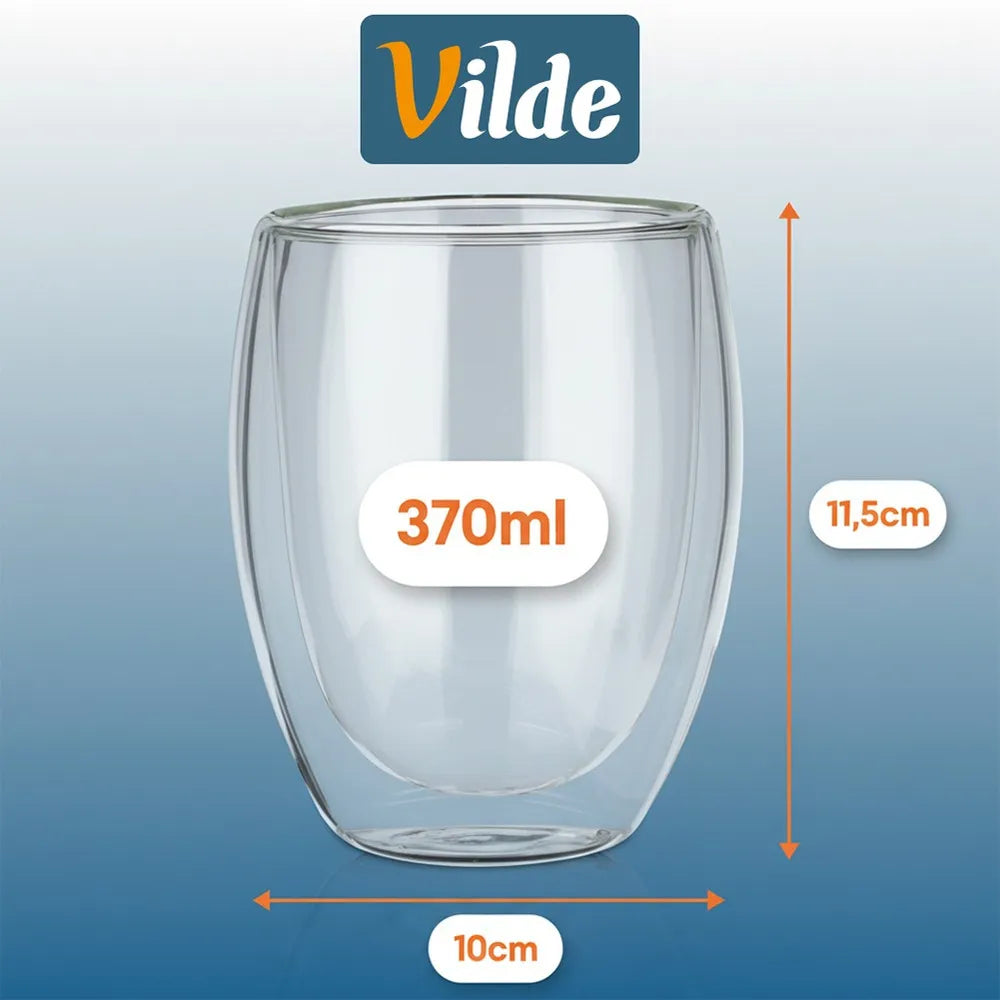 12 vnt. TERMINĖS stiklinės su dvigubomis sienelėmis kavai ir arbatai 250+370 ml