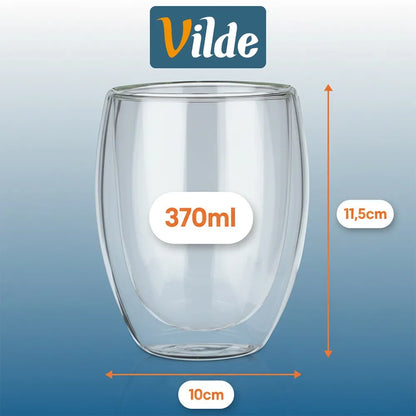12 vnt. TERMINĖS stiklinės su dvigubomis sienelėmis kavai ir arbatai 250+370 ml