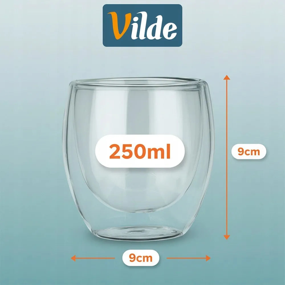 12 vnt. TERMINĖS stiklinės su dvigubomis sienelėmis kavai ir arbatai 250+370 ml