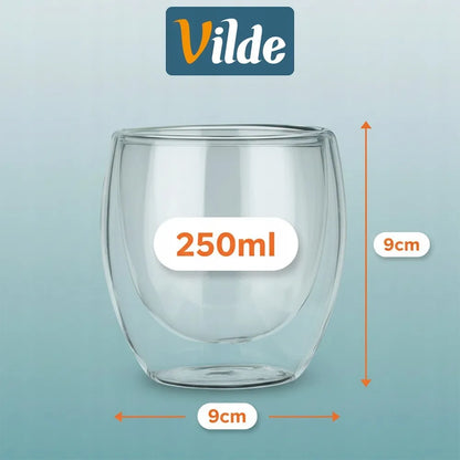 12 vnt. TERMINĖS stiklinės su dvigubomis sienelėmis kavai ir arbatai 250+370 ml