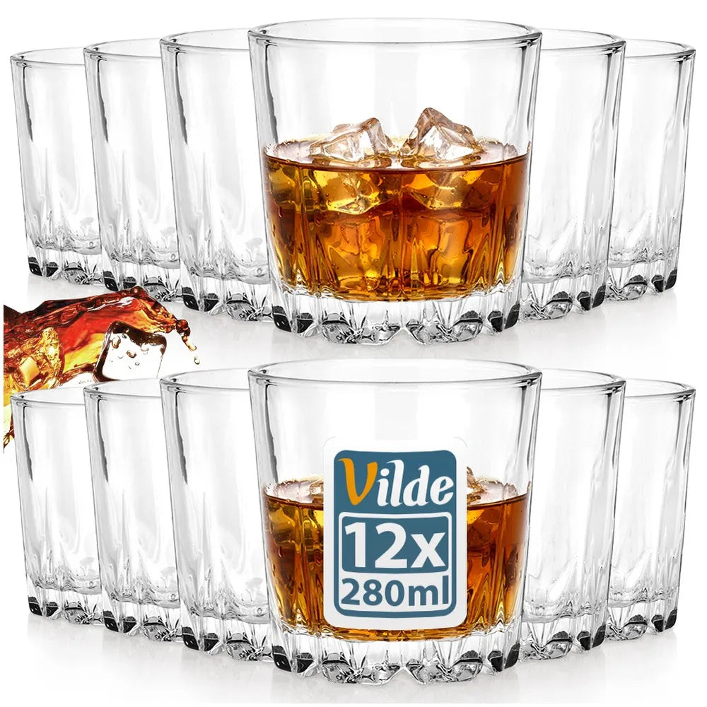 12 vnt. Vilde stiklinės viskiui ir gėrimams, 280 ml komplektas