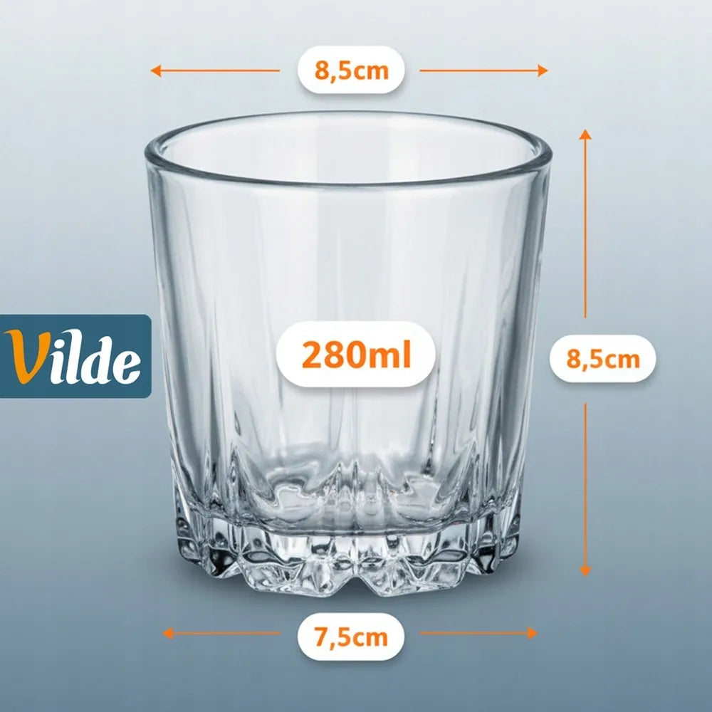 12 vnt. Vilde stiklinės viskiui ir gėrimams, 280 ml komplektas