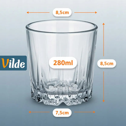 12 vnt. Vilde stiklinės viskiui ir gėrimams, 280 ml komplektas