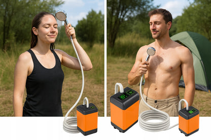 Nešiojamas kempingo dušas su elektrine 4800 mAh pompike