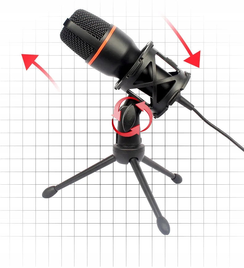 Kompiuterinis kondensatorinis žaidimų, studijinis, karaoke mikrofonas su USB ir filtru