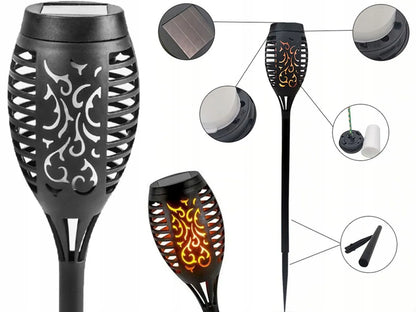 12vnt. LED saulės sodo šviestuvai, deglų imitacija, įsmeigiami 51 cm