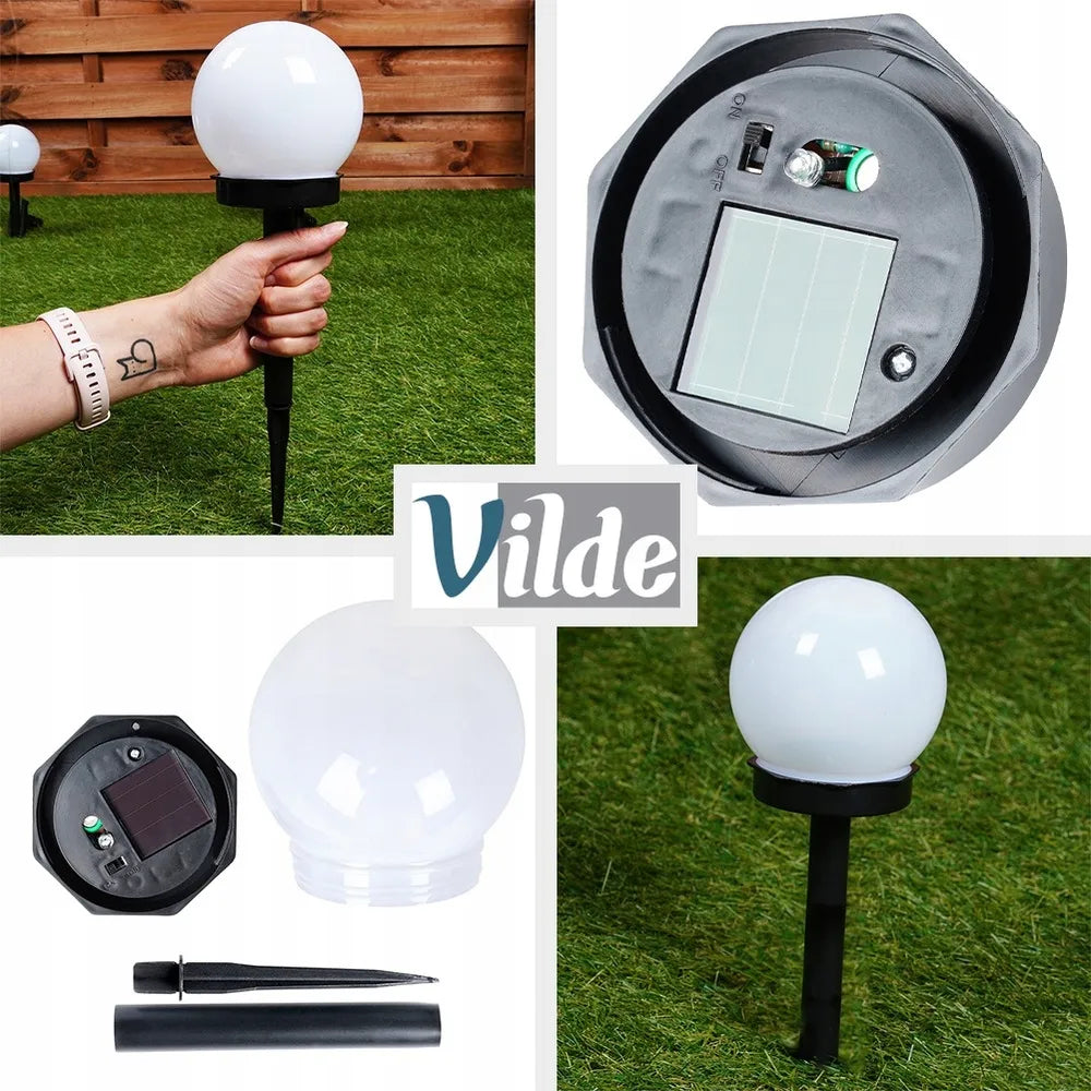 12x LED saulės sodo šviestuvai rutulio formos su jutikliu
