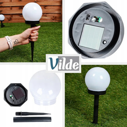 12x LED saulės sodo šviestuvai rutulio formos su jutikliu