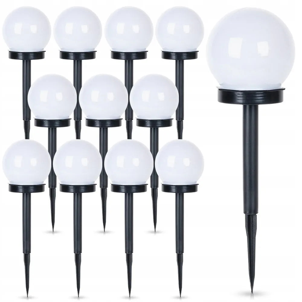 12x LED saulės sodo šviestuvai rutulio formos su jutikliu