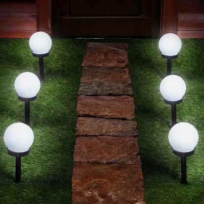 12x LED saulės sodo šviestuvai rutulio formos su jutikliu