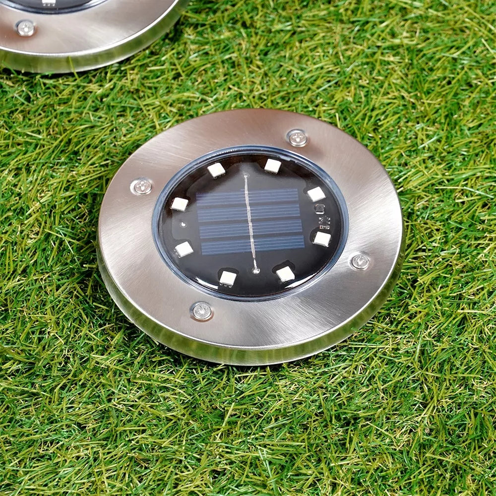 12x saulės energija maitinami sodo šviestuvai, įkasami LED disko formos šviestuvai su jutikliu