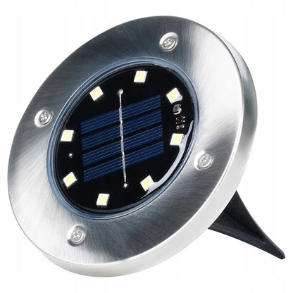 12x saulės energija maitinami sodo šviestuvai, įkasami LED disko formos šviestuvai su jutikliu
