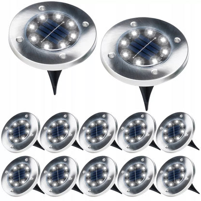 12x saulės energija maitinami sodo šviestuvai, įkasami LED disko formos šviestuvai su jutikliu