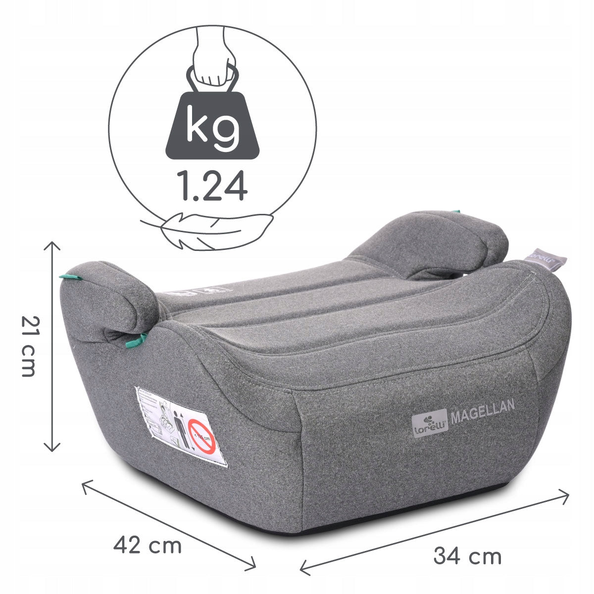 Automobilinė kėdutė kilimėlis lengvas LORELI MAGELLAN I-SIZE pilka