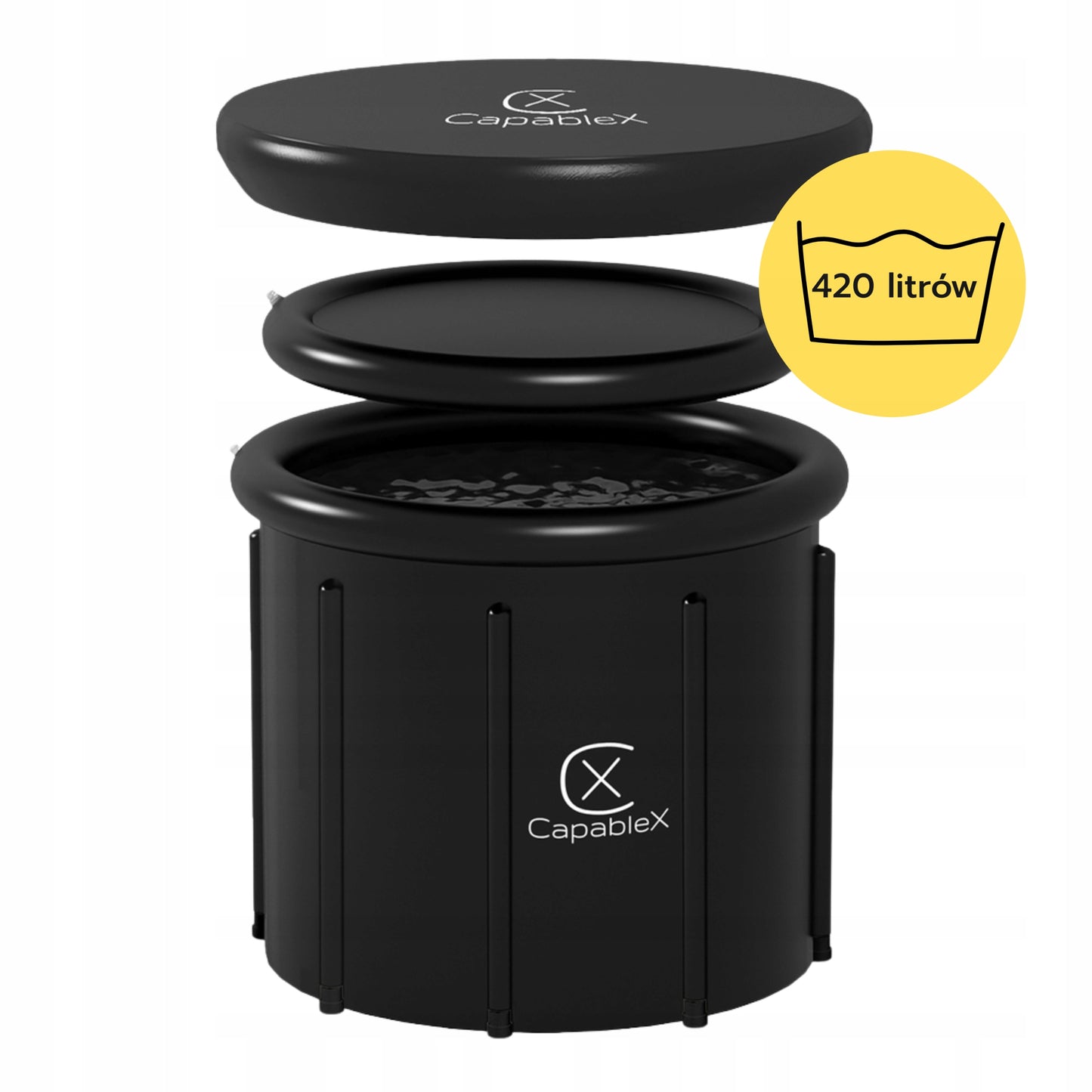 BALIA BANIA vandens vonia ledinė statinė CAPABLEX 420L dangtis 420L