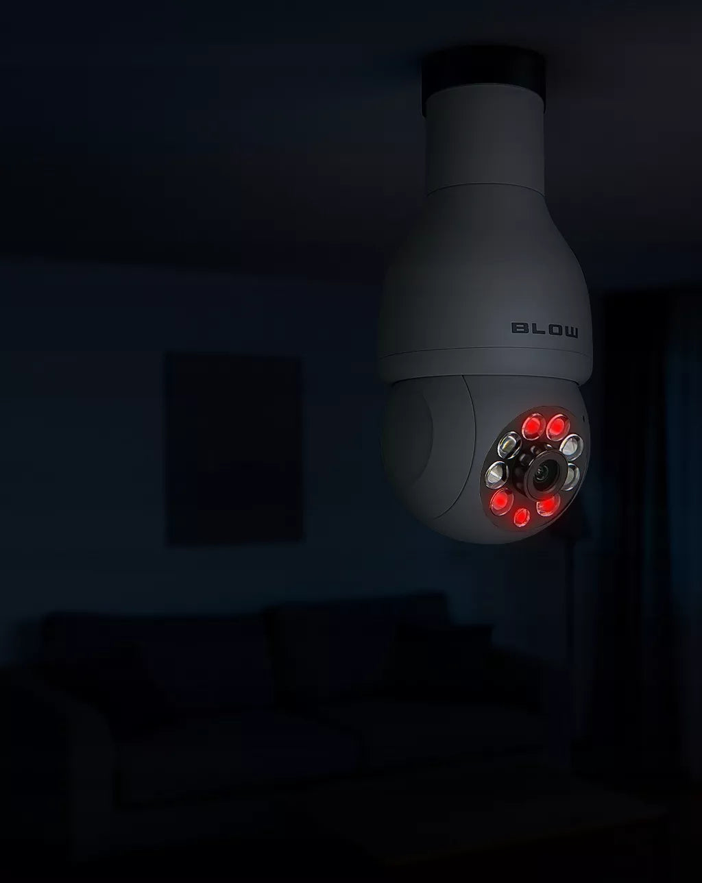 Wi-Fi vidinė sukama kamera-lemputė E27 sriegiu, 3MP IP, TUYA stebėjimas
