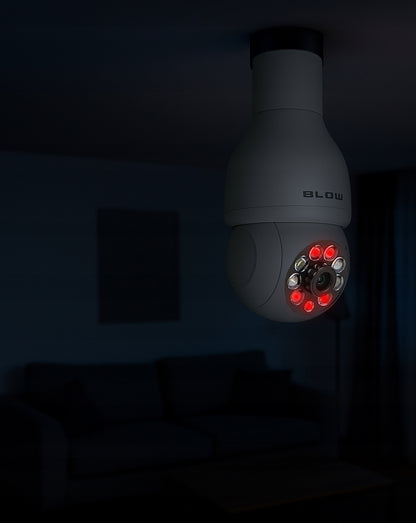 Wi-Fi vidinė sukama kamera-lemputė E27 sriegiu, 3MP IP, TUYA stebėjimas