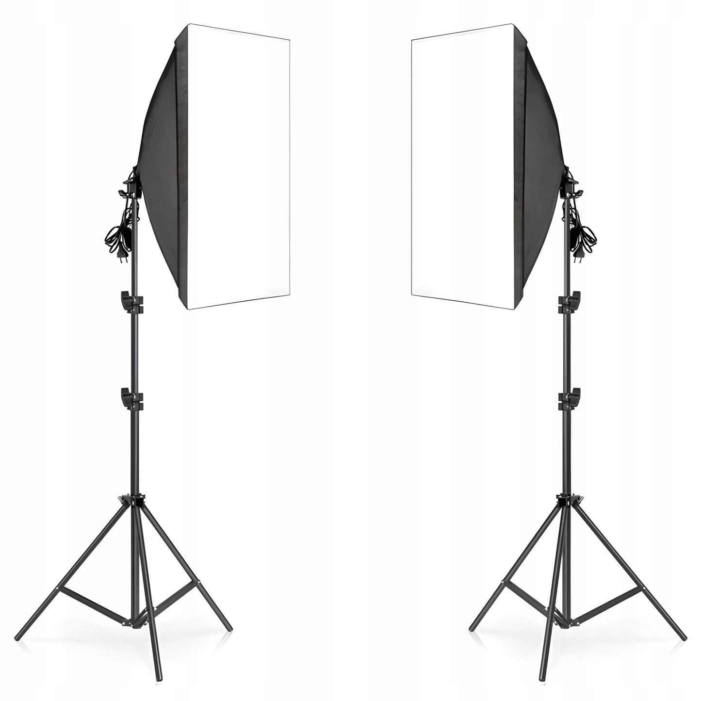 2 vnt. fotografijos rinkinys: 2 fotoaparatų lempos + stovai + 50x70 cm softboksai