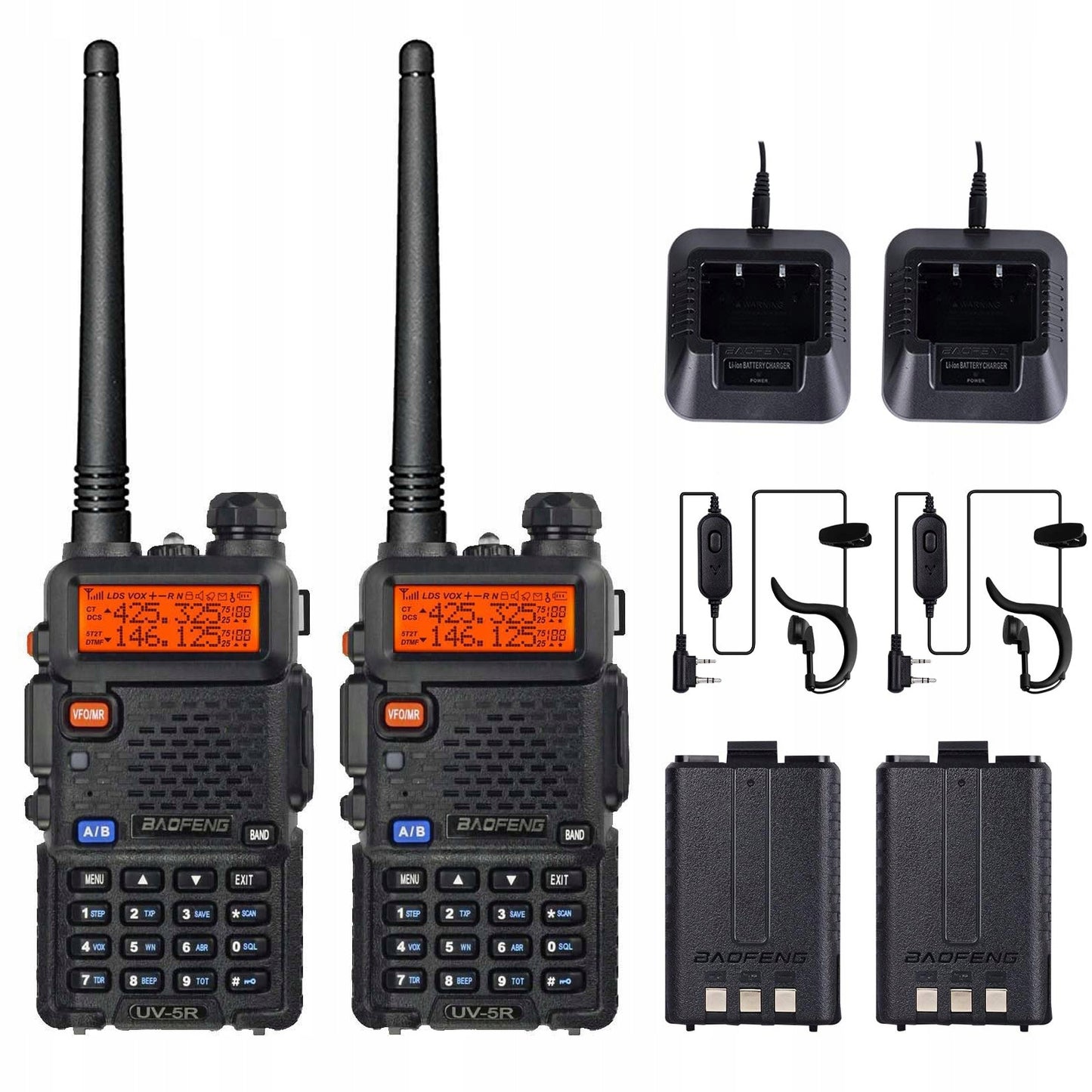 2 vnt. Baofeng UV-5R OEM HTQ RADIOTELEFONINIS SIŲSTUVAS-IMTUVAS SKENERIS