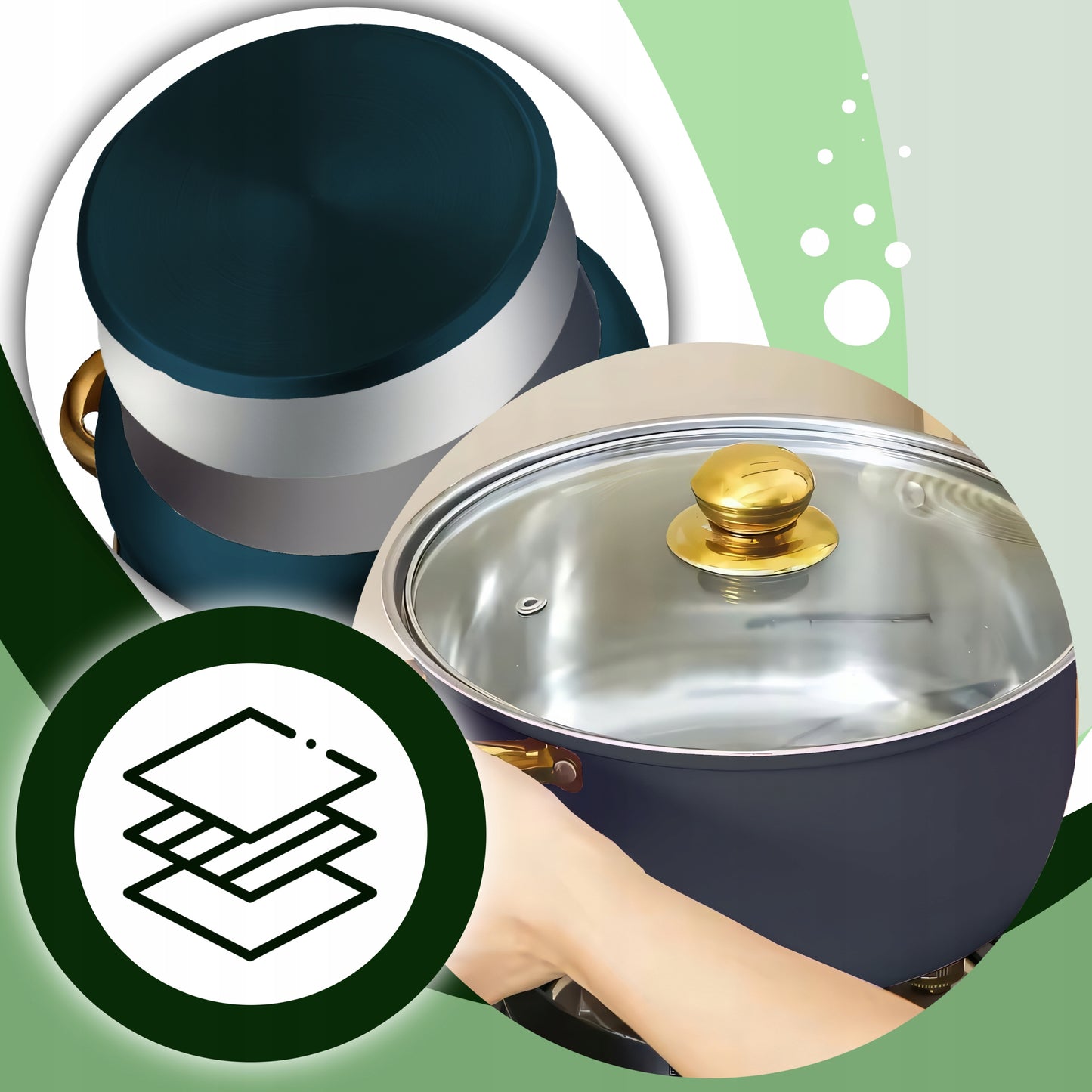 12 elementų nerūdijančio plieno virtuvės puodų ir keptuvės rinkinys su dangčiais