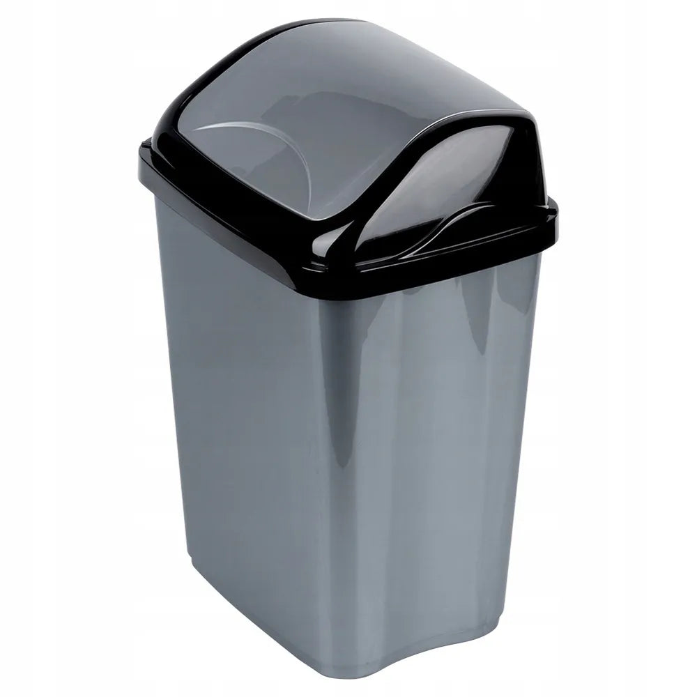 26 l pilka plastikinė šiukšliadėžė su pasukamu dangteliu