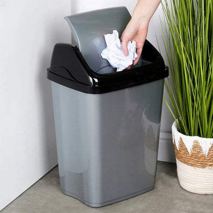 26 l pilka plastikinė šiukšliadėžė su pasukamu dangteliu
