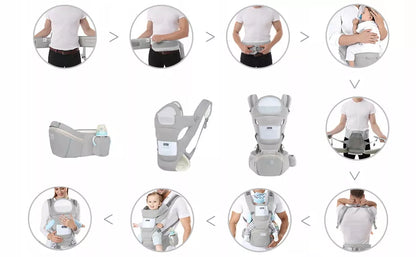 ERGONOMIŠKAS KŪDIKIŲ NEŠYNĖLĖ SU KĖDUTĖ, DAUGIAFUNKCINĖ 3-20 KG