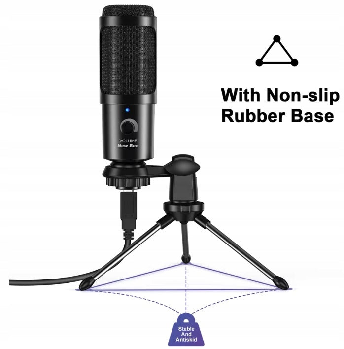 Mikrofonas New Bee USB kompiuteriui talpinis žaidimų stalinis + stovas