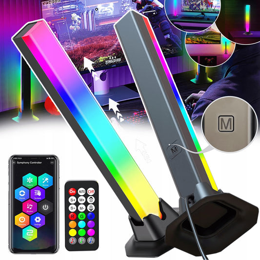 2X MULTICOLOR BAR RGB juostinė lemputė su nuotolinio valdymo pulteliu + programėlė