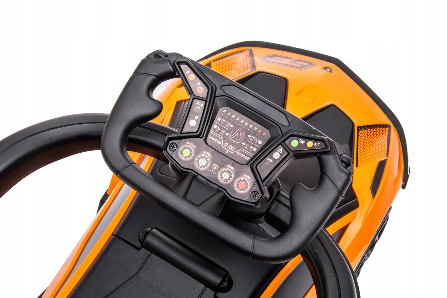 Vaikiškas paspiriamas automobilis su rankena LAMBORGHINI 3in1, žaislinis automobilis, sėdynė iš ekoodos