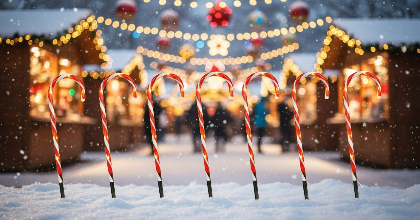 Kalėdinės LED lemputės "Saldainio lazdelės" 6 vnt. Sodo girlianda, papuošalas, dekoracija