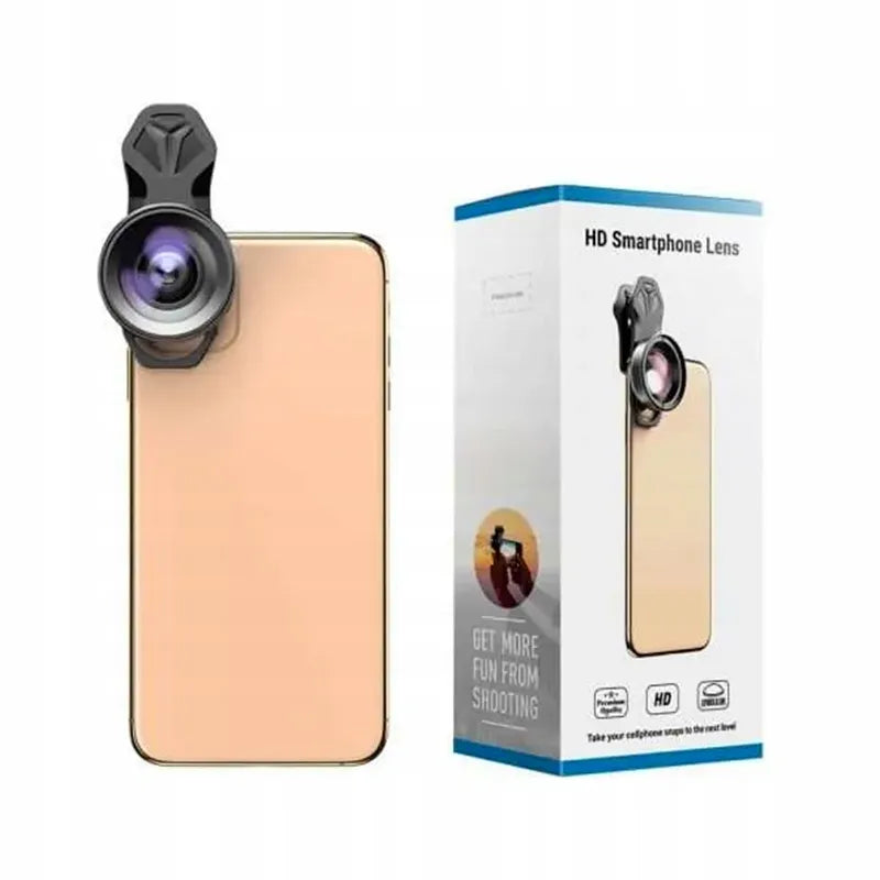 2in1 „Apexel“ telefono objektyvų rinkinys: 10x „Makro“ ir 120° plataus kampo