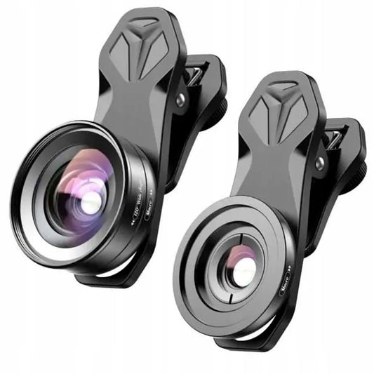 2in1 „Apexel“ telefono objektyvų rinkinys: 10x „Makro“ ir 120° plataus kampo
