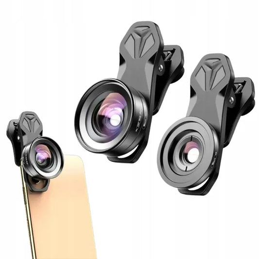2in1 „Apexel“ telefono objektyvų rinkinys: 10x „Makro“ ir 120° plataus kampo