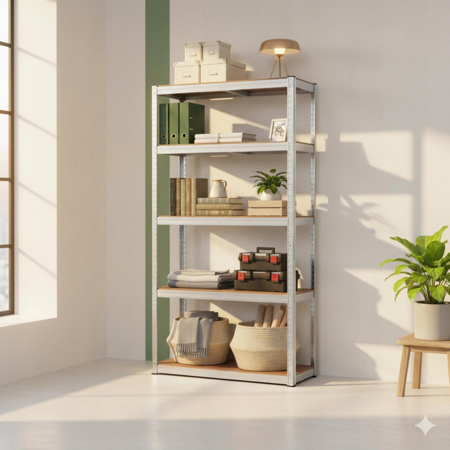 2 vnt. Metalinė sandėliavimo lentyna biurui, garažui 5 lentynos 180x90x40 875kg