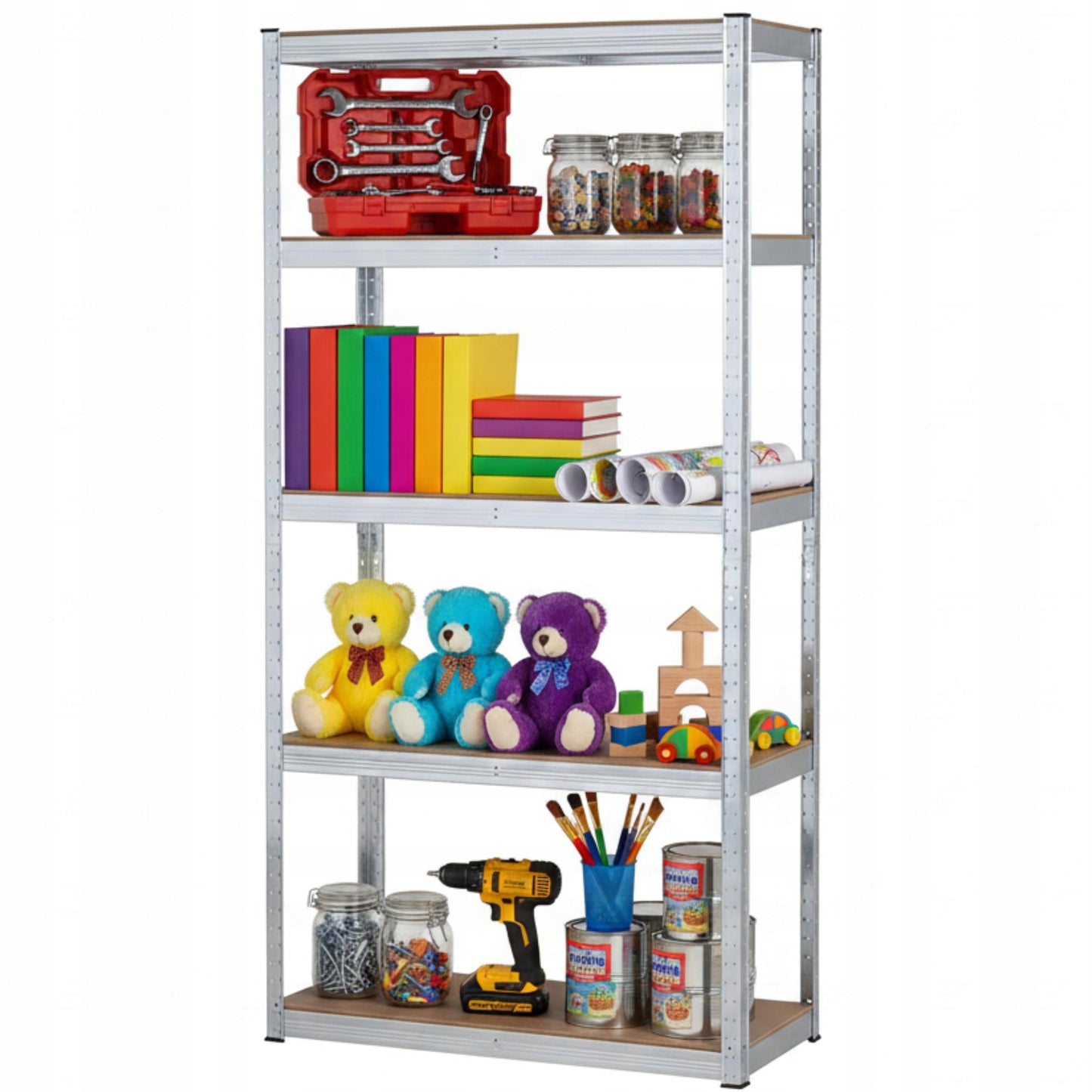 2 vnt. Metalinė sandėliavimo lentyna biurui, garažui 5 lentynos 180x90x40 875kg