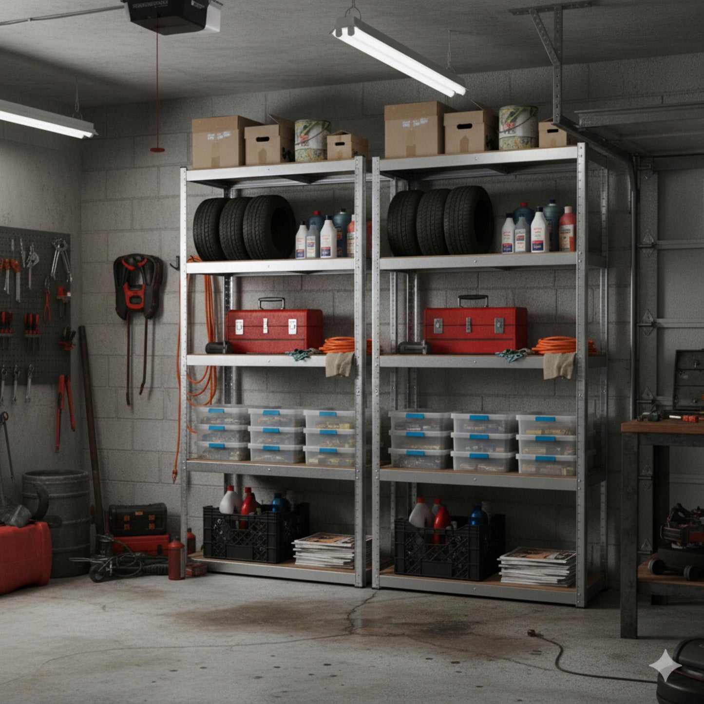 2 vnt. Metalinė sandėliavimo lentyna biurui, garažui 5 lentynos 180x90x40 875kg