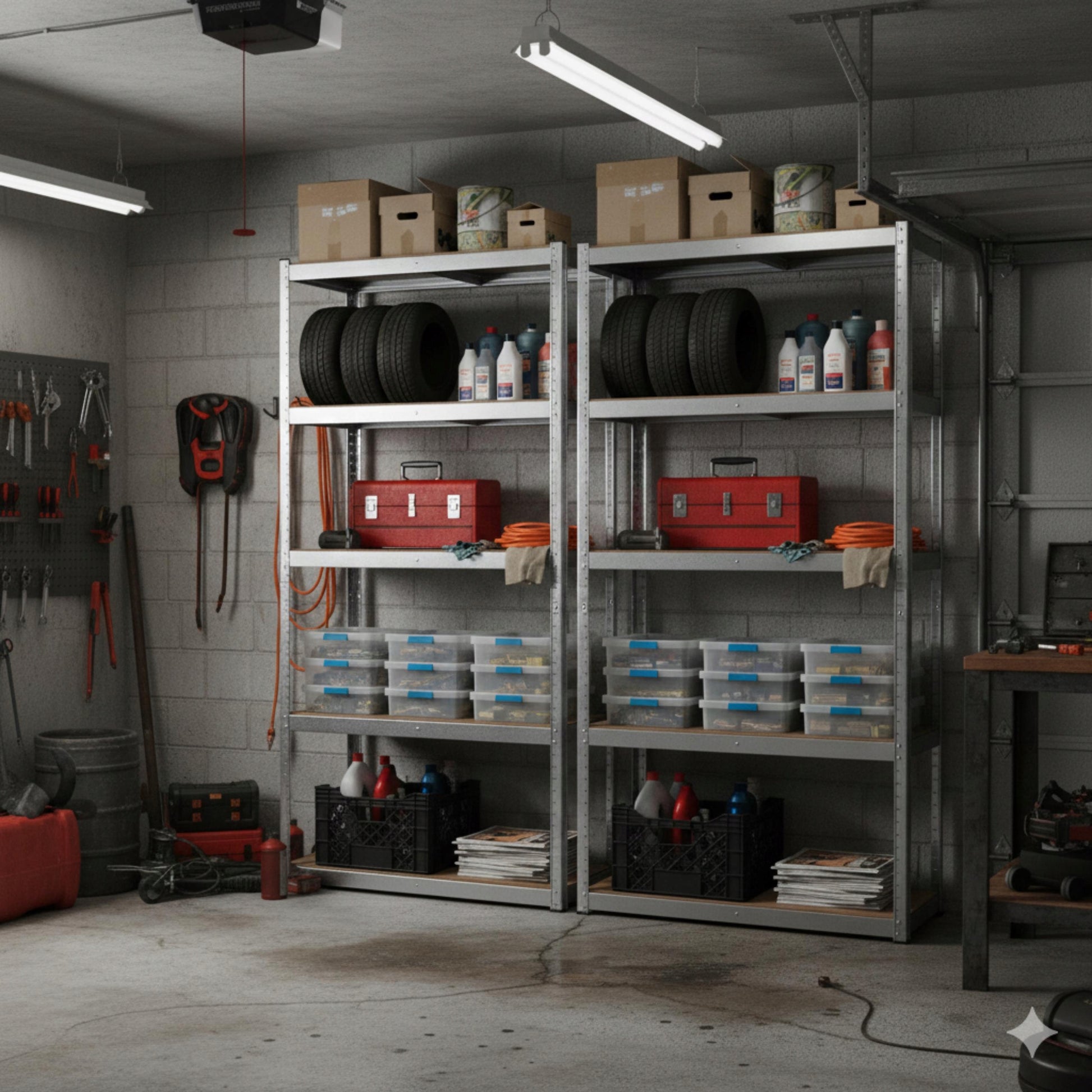 2 vnt. Metalinė sandėliavimo lentyna biurui, garažui 5 lentynos 180x90x40 875kg