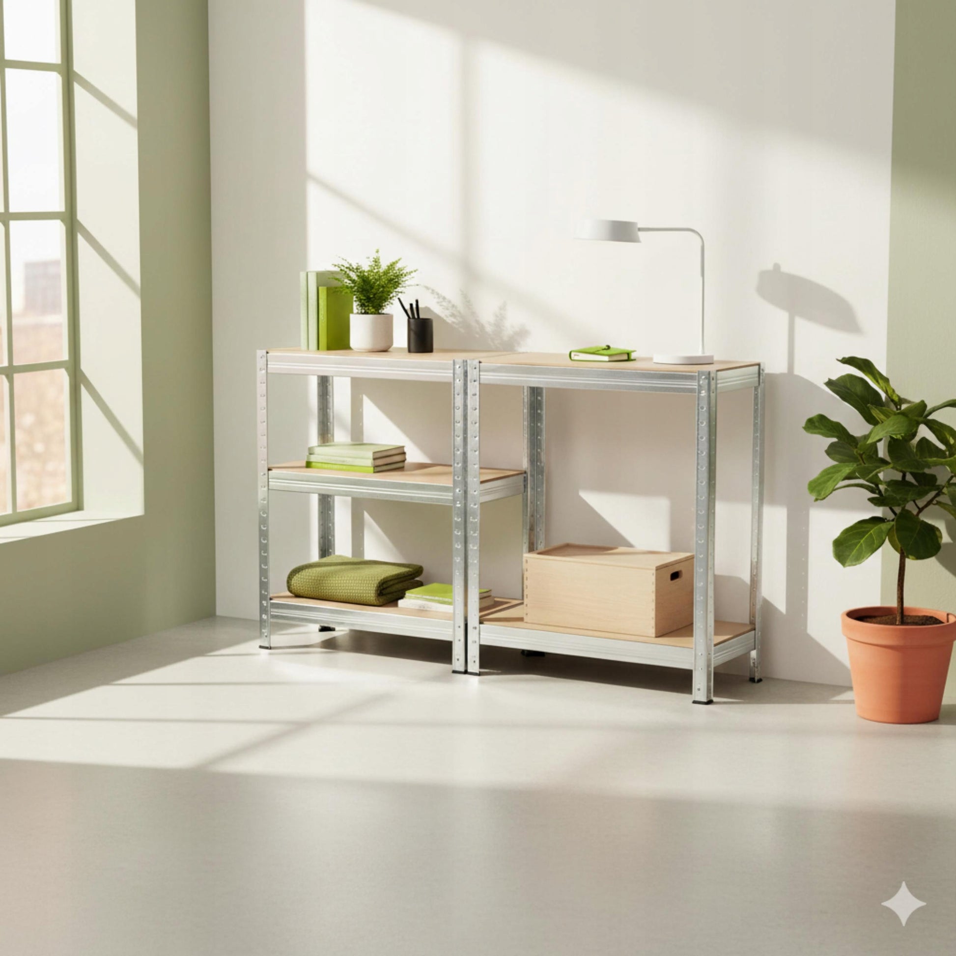 2 vnt. Metalinė sandėliavimo lentyna biurui, garažui 5 lentynos 180x90x40 875kg